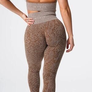 NVGTN Mocha Snakeskin Seamless High Waisted Animal Print Gym Leggings Size S